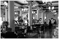 Dining hall of Empress hotel. Victoria, British Columbia, Canada (black and white)