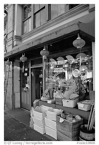Storefront in Chinatown. Victoria, British Columbia, Canada (black and white)