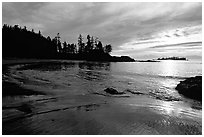 Half-moon bay, late afternoon. Pacific Rim National Park, Vancouver Island, British Columbia, Canada (black and white)