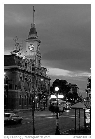 City Hall and Douglas Street at dawn. Victoria, British Columbia, Canada