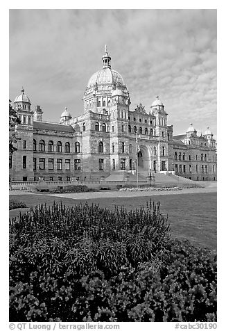 Parliament building, morning. Victoria, British Columbia, Canada (black and white)