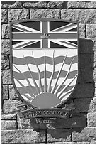 Shield of British Columbia Province. Victoria, British Columbia, Canada (black and white)