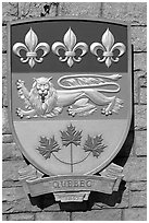 Shield of Quebec Province. Victoria, British Columbia, Canada (black and white)