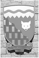 Shield of North-West Territories. Victoria, British Columbia, Canada ( black and white)