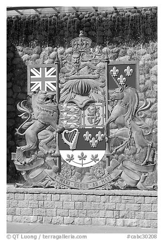 Shield of Canada. Victoria, British Columbia, Canada (black and white)