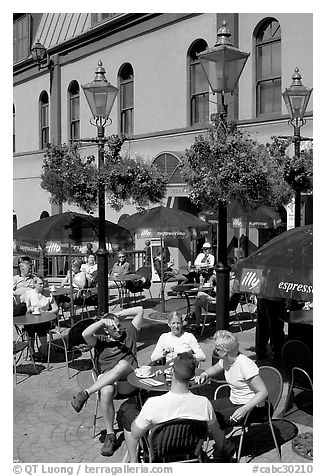 Outdoor cafe terrace, Bastion Square. Victoria, British Columbia, Canada