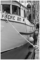 Commercial fishing boat, Uclulet. Vancouver Island, British Columbia, Canada (black and white)