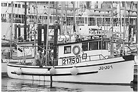 Fishing boat, Uclulet. Vancouver Island, British Columbia, Canada (black and white)