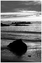 Sunset, Half Moon Bay. Pacific Rim National Park, Vancouver Island, British Columbia, Canada ( black and white)