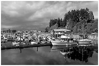 Small boat harbor, Port Alberni. Vancouver Island, British Columbia, Canada (black and white)