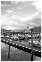 Harbour on Alberni Inlet, Port Alberni. Vancouver Island, British Columbia, Canada (black and white)
