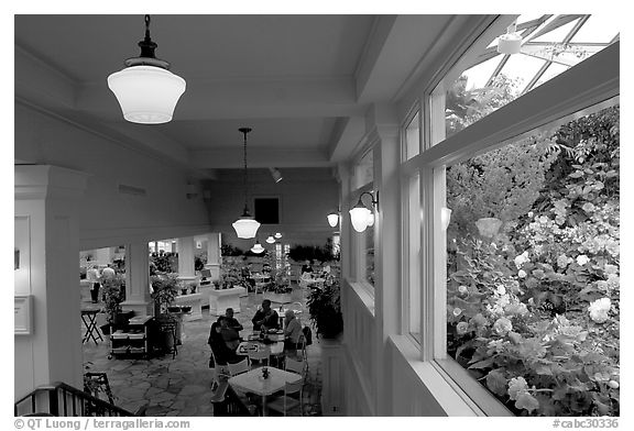 Blue Poppy Restaurant and Show Greenhouse. Butchart Gardens, Victoria, British Columbia, Canada (black and white)