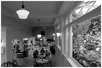 Blue Poppy Restaurant and Show Greenhouse. Butchart Gardens, Victoria, British Columbia, Canada (black and white)