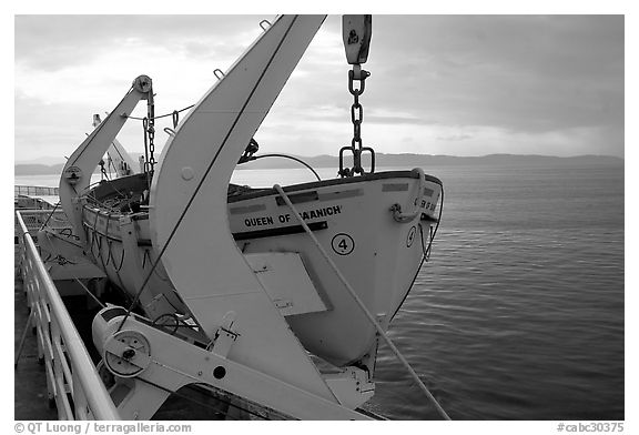 Lifeboat on a ferry. Vancouver Island, British Columbia, Canada