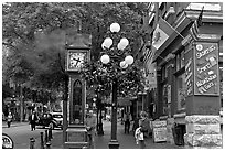 Steam clock in Water Street. Vancouver, British Columbia, Canada (black and white)