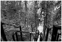 Kid on treetop trail. Vancouver, British Columbia, Canada (black and white)