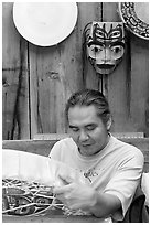 First nations carver. Vancouver, British Columbia, Canada (black and white)