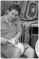 First nations carver. Vancouver, British Columbia, Canada ( black and white)