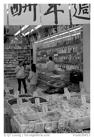 Store selling traditional medicine in Chinatown. Vancouver, British Columbia, Canada