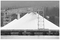 Industrial installations in harbor. Vancouver, British Columbia, Canada (black and white)