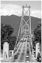 Lions Gate Bridge, mid-day. Vancouver, British Columbia, Canada (black and white)