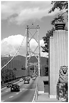 Lions Gate suspension bridge. Vancouver, British Columbia, Canada (black and white)