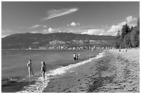 Girls playing in water, Stanley Park. Vancouver, British Columbia, Canada ( black and white)