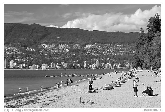 Beach, Stanley Park. Vancouver, British Columbia, Canada (black and white)