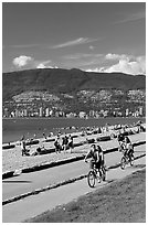 Bicyclists, Stanley Park. Vancouver, British Columbia, Canada ( black and white)