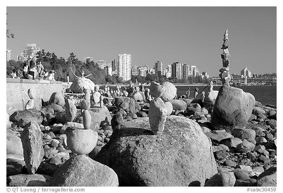 Balanced rocks and skyline, Stanley Park. Vancouver, British Columbia, Canada