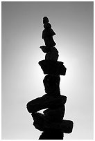 Backlit balanced rocks. Vancouver, British Columbia, Canada (black and white)