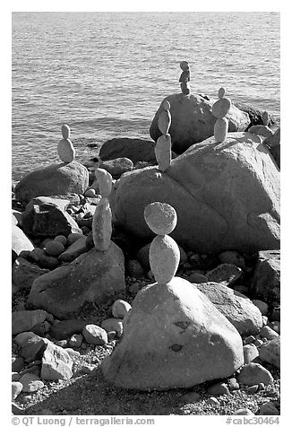 Balanced rocks. Vancouver, British Columbia, Canada (black and white)