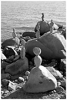 Balanced rocks. Vancouver, British Columbia, Canada (black and white)