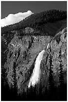 Takakkaw Falls, 254 meter high. Yoho National Park, Canadian Rockies, British Columbia, Canada (black and white)