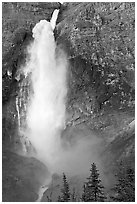 Takakkaw Falls, one the Canada's highest waterfalls. Yoho National Park, Canadian Rockies, British Columbia, Canada (black and white)