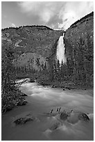 Yoho River flowing from Takakkaw Falls. Yoho National Park, Canadian Rockies, British Columbia, Canada (black and white)