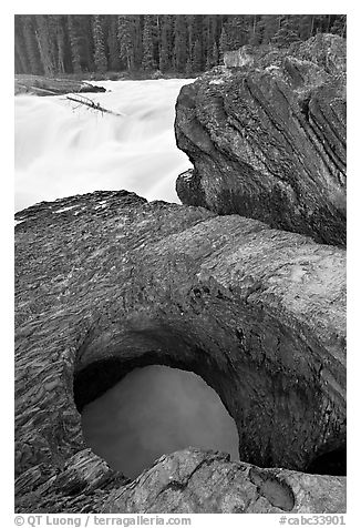 Arch of the Natural Bridge. Yoho National Park, Canadian Rockies, British Columbia, Canada (black and white)
