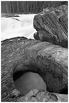 Arch of the Natural Bridge. Yoho National Park, Canadian Rockies, British Columbia, Canada ( black and white)