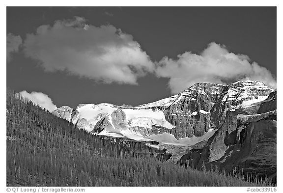 Stanley Glacier, afternoon. Kootenay National Park, Canadian Rockies, British Columbia, Canada (black and white)