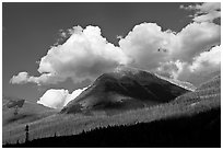 Peak, clouds, and shadows. Kootenay National Park, Canadian Rockies, British Columbia, Canada ( black and white)