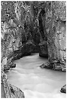 Tokkum Creek at the entrance of narrows of Marble Canyon. Kootenay National Park, Canadian Rockies, British Columbia, Canada (black and white)