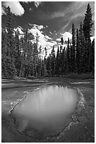 Ochre mineral pool called Paint Pot, used as a source of color by the First Nations. Kootenay National Park, Canadian Rockies, British Columbia, Canada (black and white)