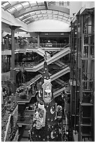 Inside one of the huge indoor shopping malls, Montreal. Quebec, Canada ( black and white)