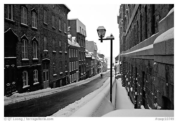 Street in winter, Quebec City. Quebec, Canada (black and white)