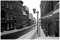 Street in winter, Quebec City. Quebec, Canada ( black and white)