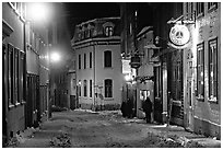 Hostel at night, Quebec City. Quebec, Canada (black and white)