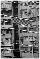 Reflection in glass building, Kowloon. Hong-Kong, China ( black and white)