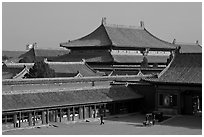 Hall of bronzes, imperial palace, Forbidden City. Beijing, China (black and white)