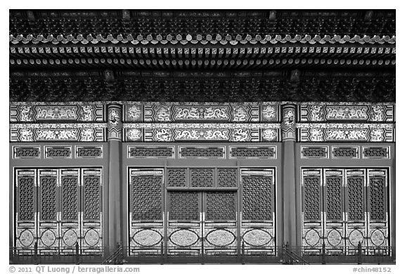 Facade detail in the back of the Hall of Preserving Harmony, Forbidden City. Beijing, China