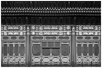 Facade detail in the back of the Hall of Preserving Harmony, Forbidden City. Beijing, China (black and white)